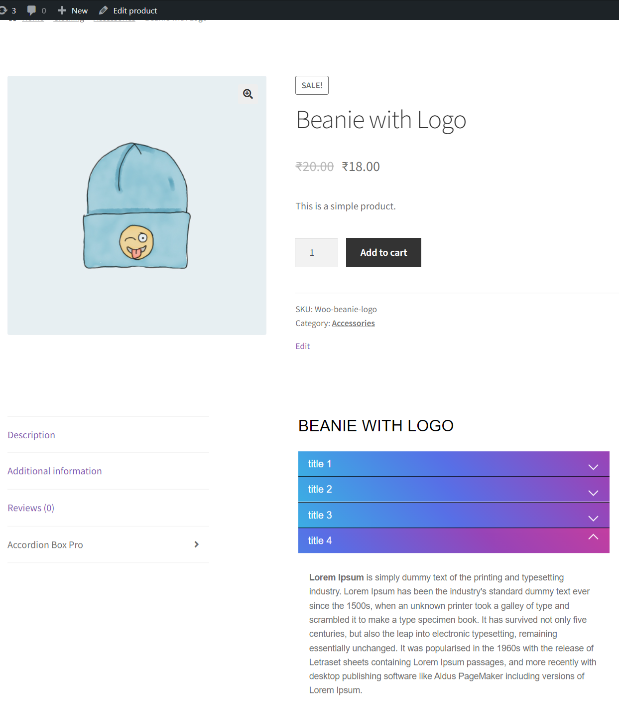 Accordion in Product Tabs - WooCommerce